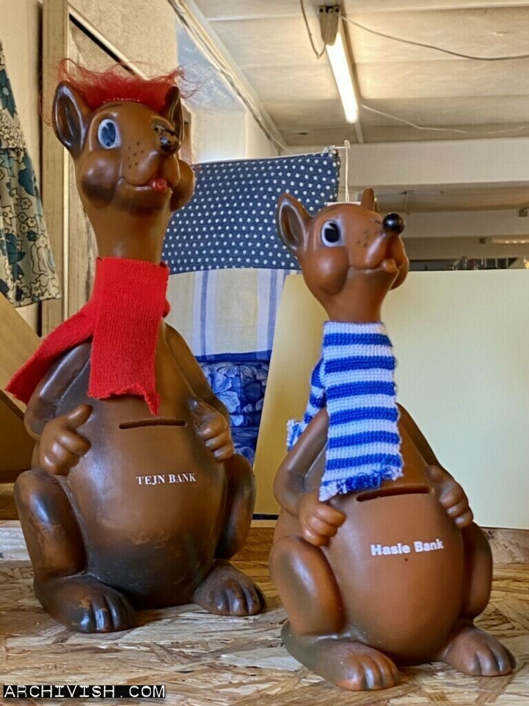 Danish piggy banks from two local banks on Bornholm