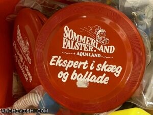 The Danish amusement park Sommerland Falster + Aqualand - Experts in fun and mischief - Plastic advertisement Frisbee