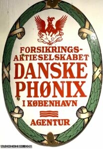 Insurance company "Danske Phønix" (Danish Fenix) - Enamel sign