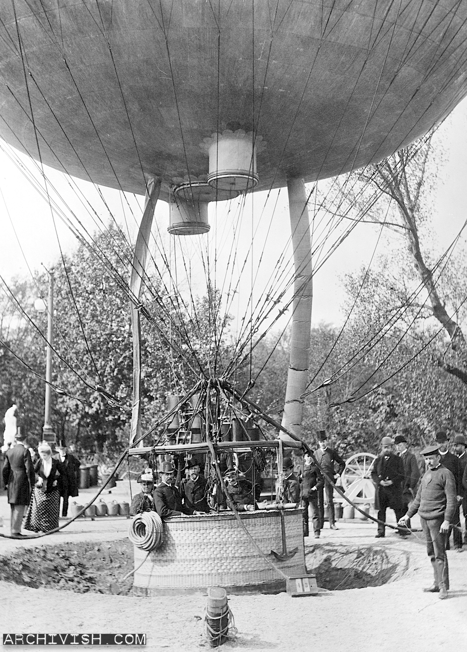 The balloon attraction in the amusement park Tivoli in Copenhagen, Denmark - 1891