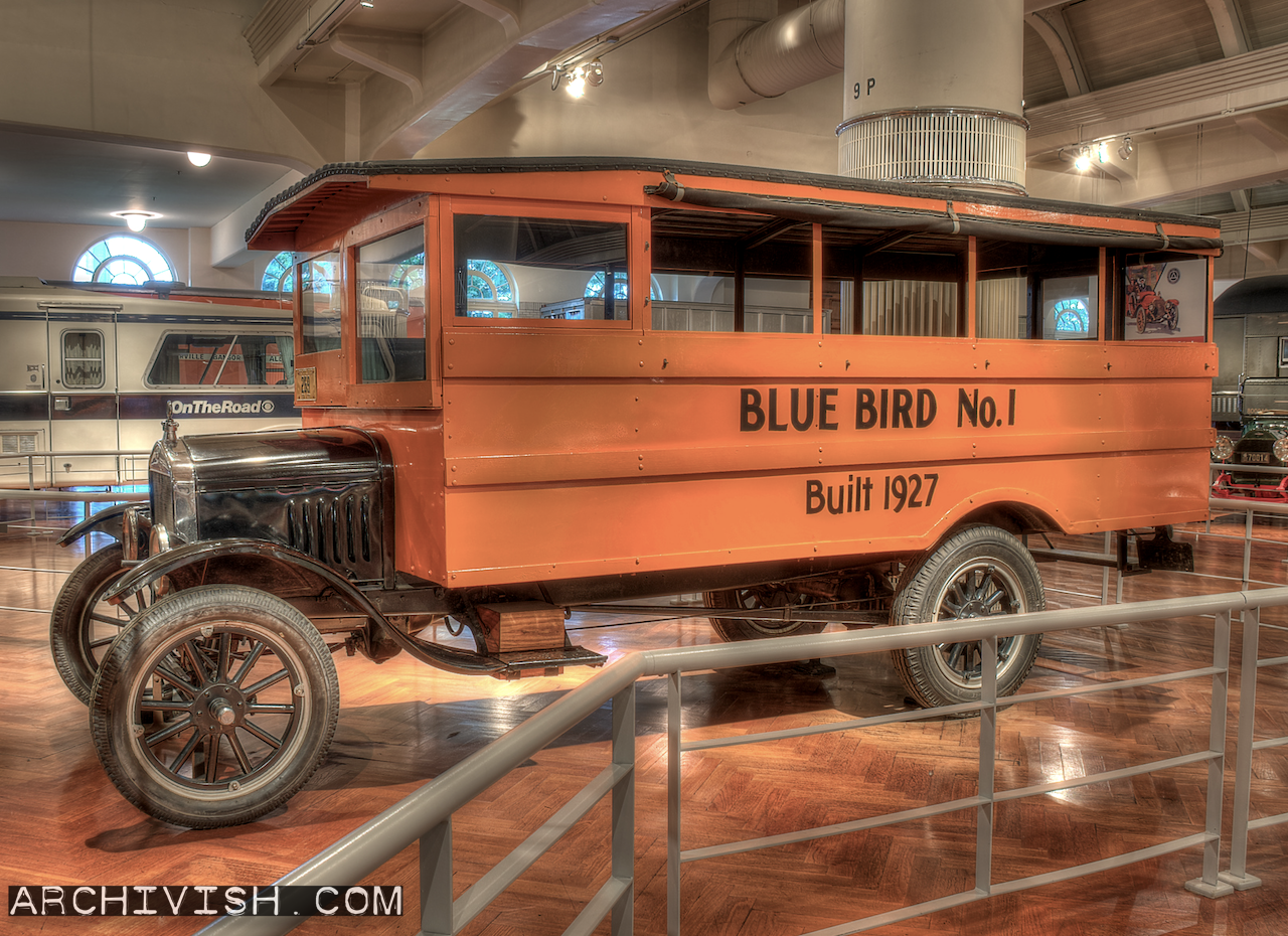 The first bus that left Blue Bird Body Company in 1927, can be seen at the Ford Museum in Dearborn